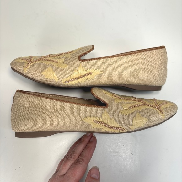 Birdies Starling Raffia Flat Fabric Beaded Womens Botanico Loafer Shoe 8.5 - Picture 6 of 12